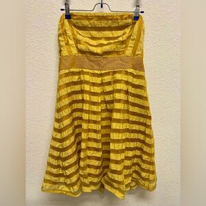 Limited Golden Yellow Striped Strapless Cocktail Dress Size 10